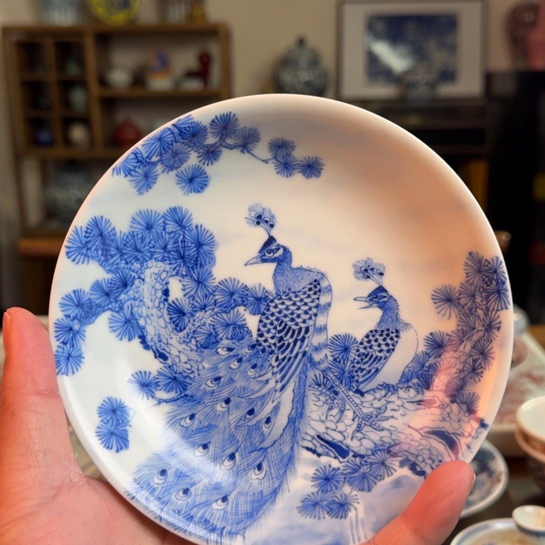 盘柴窑烧制，双瑞兽满绘