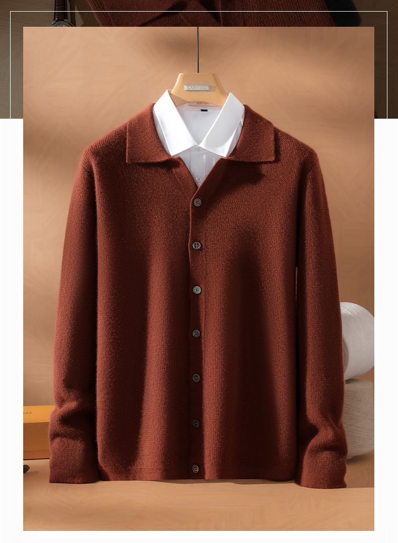 杰家同款100%纯山羊绒开衫时尚爆款新款百搭男士休闲简约秋冬毛衣