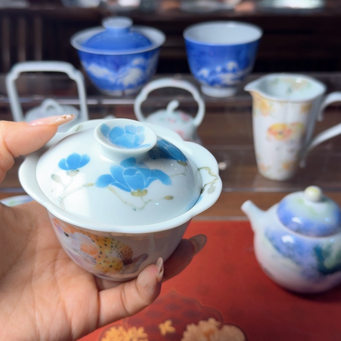 赐闲堂玉兰鱼鱼盖碗