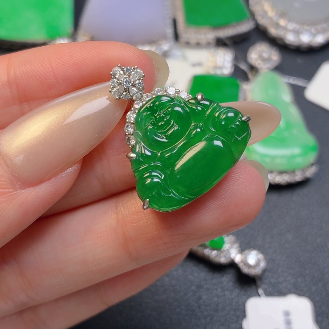 ****岁翡翠银S925镶嵌颈饰