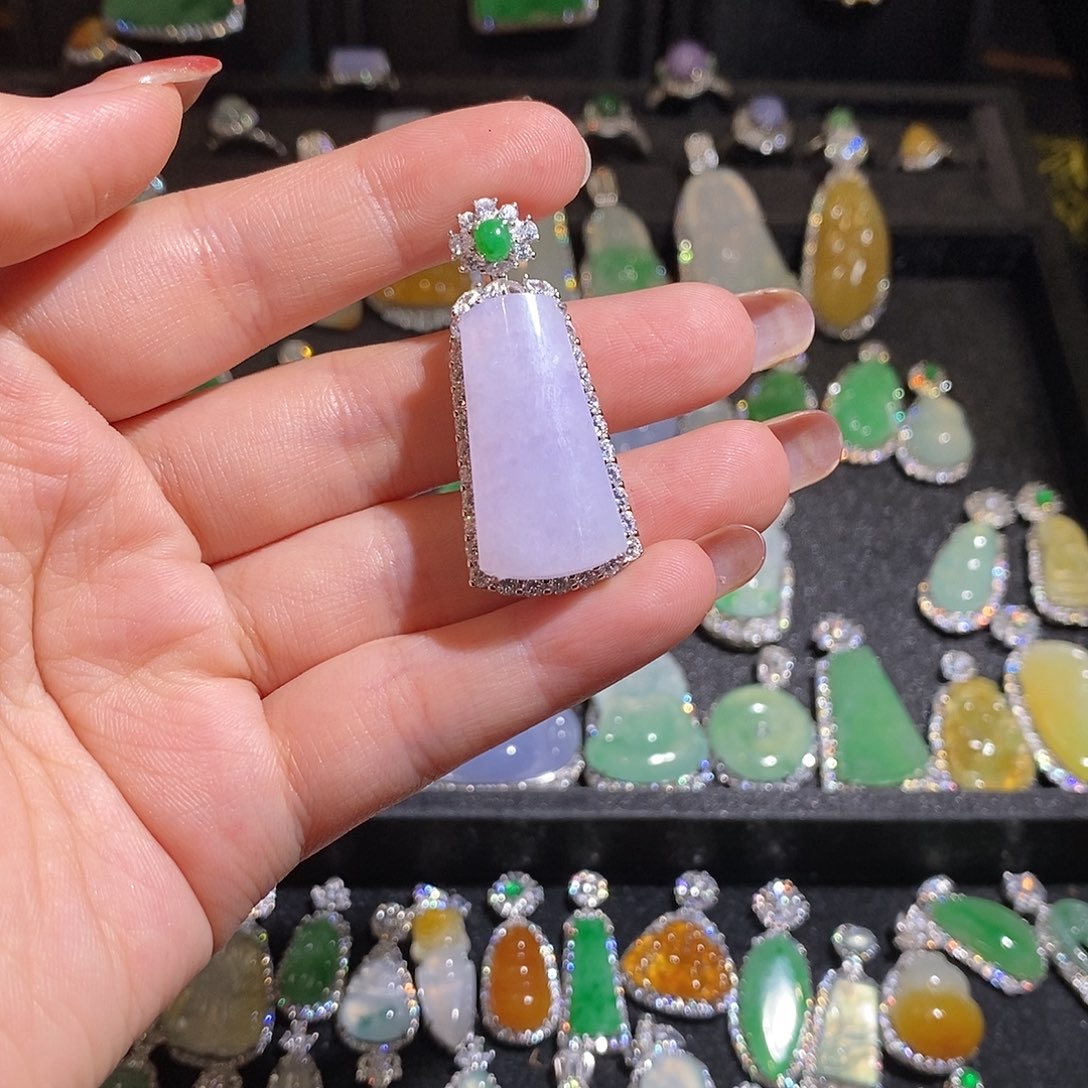 颈饰银S925镶嵌翡翠Y**Y天然翡翠