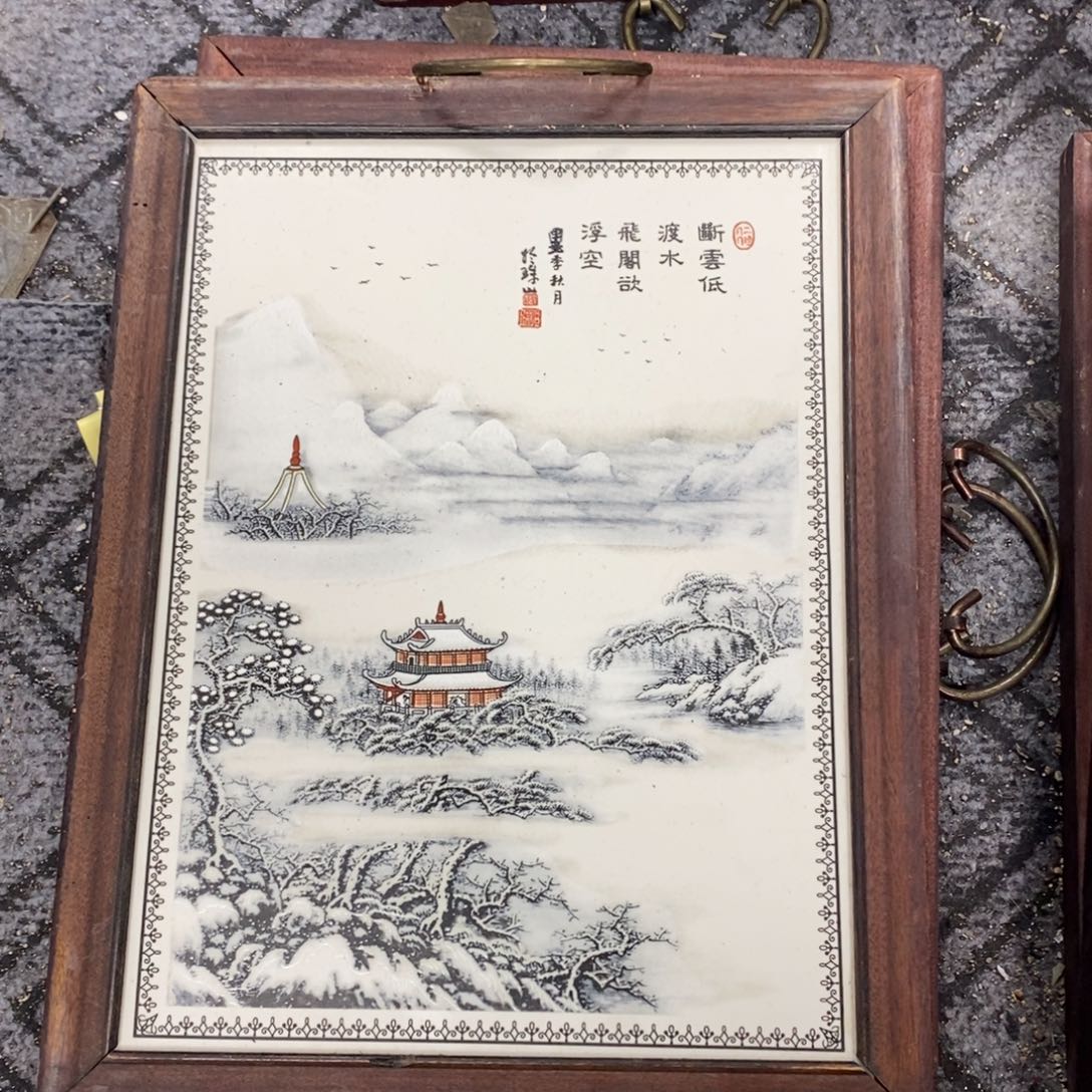 瓷片景德镇瓷板画柴窑烧制37*28