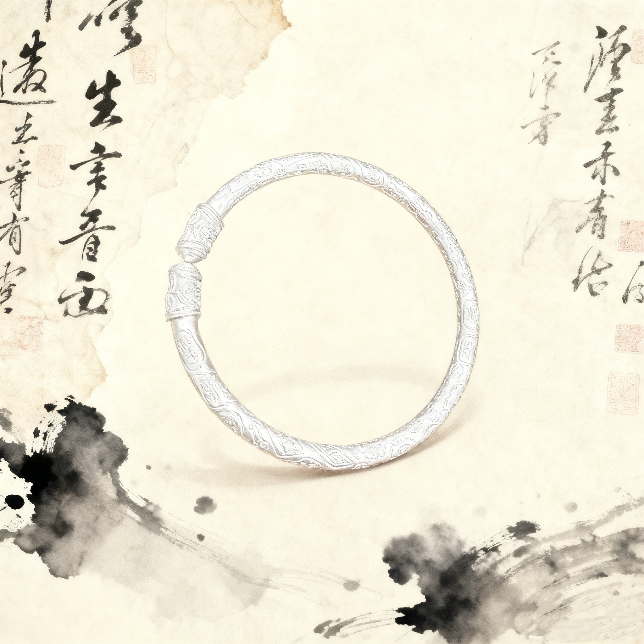 足银手镯 【吉言金箍棒开口镯】足银999古法磨砂简约百搭开口设计