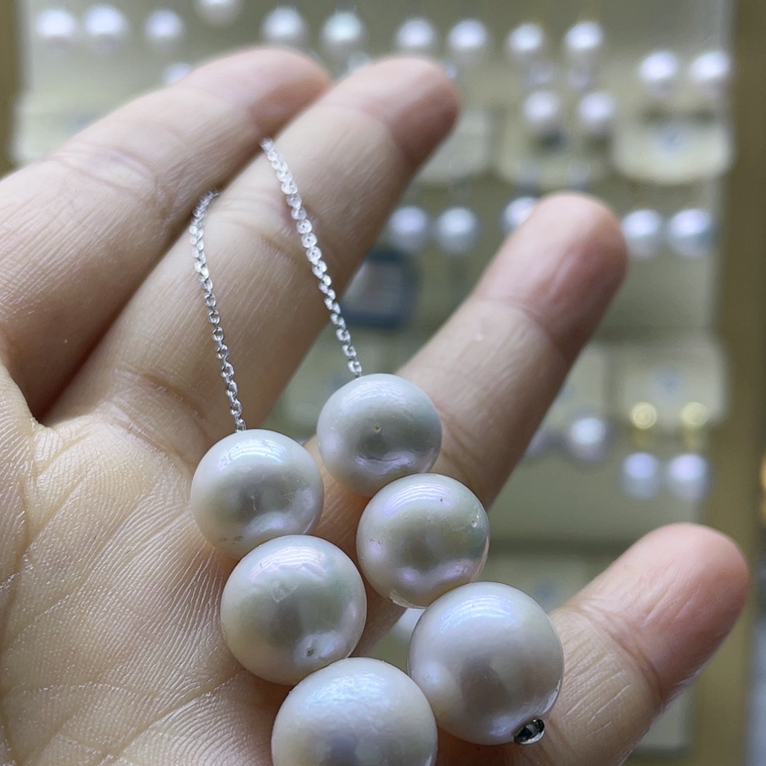 淡水珍珠耳饰银S925镶嵌