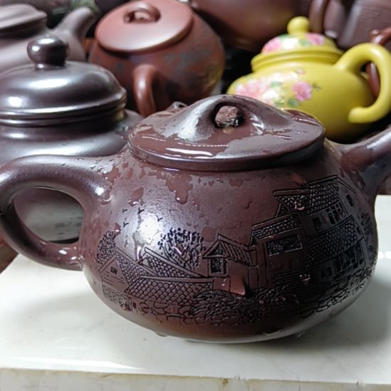 紫砂茶壶宜兴原矿茄皮紫泥柴烧手工350cc紫砂壶