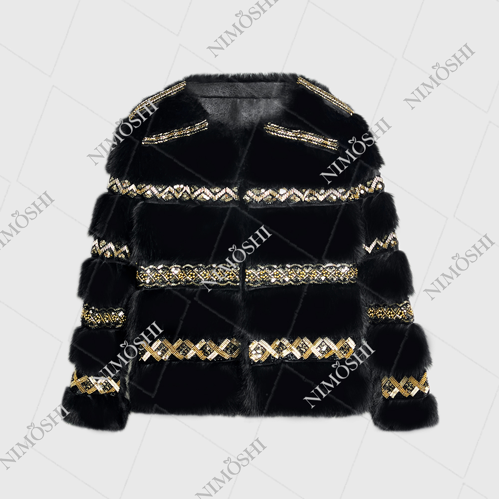 NIMðSHI【达妮】新款重工气质百搭宽松毛绒外套冬季L5154