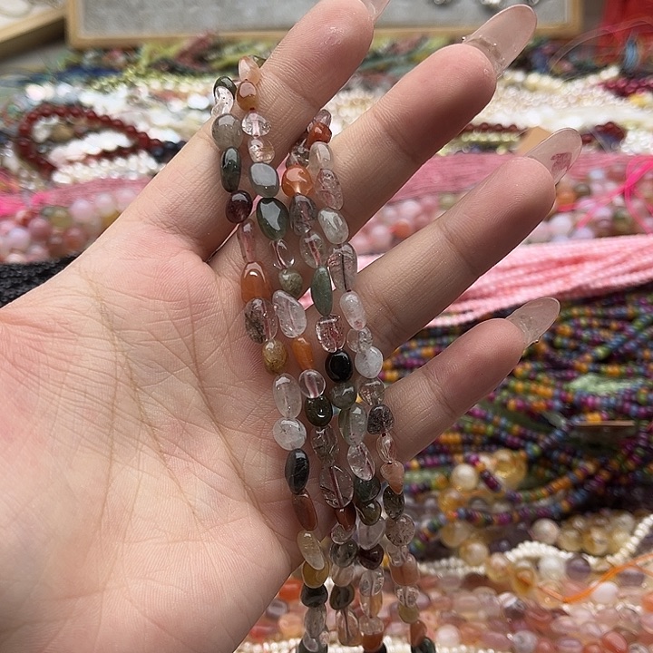 玛瑙/玉髓珠宝半成品未镶嵌一条彩兔毛水晶随型