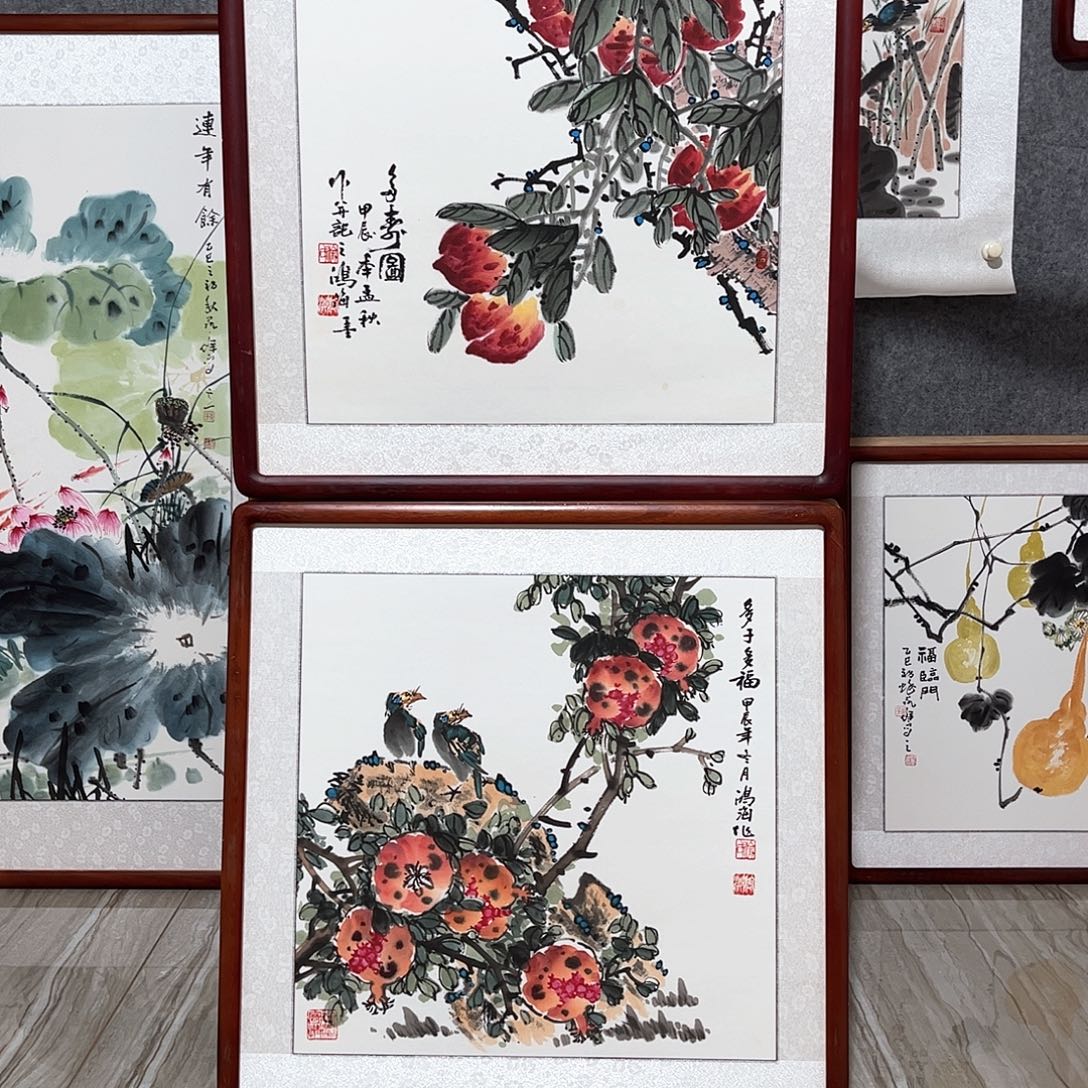 国画书画作品带框63×63