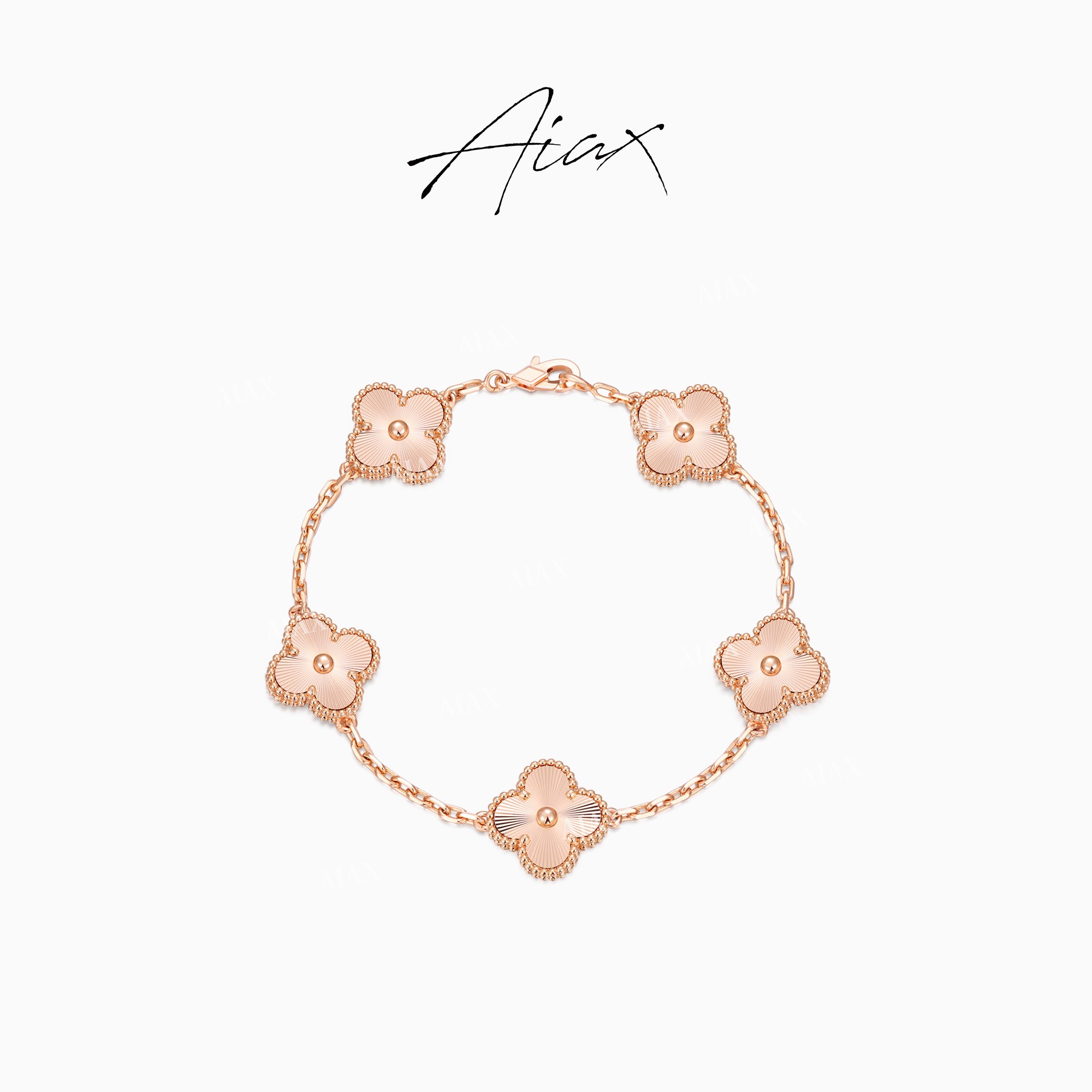 925银手链 AIAX 【夏上新】轻奢简约镭射幸运四叶手链 TSS7276