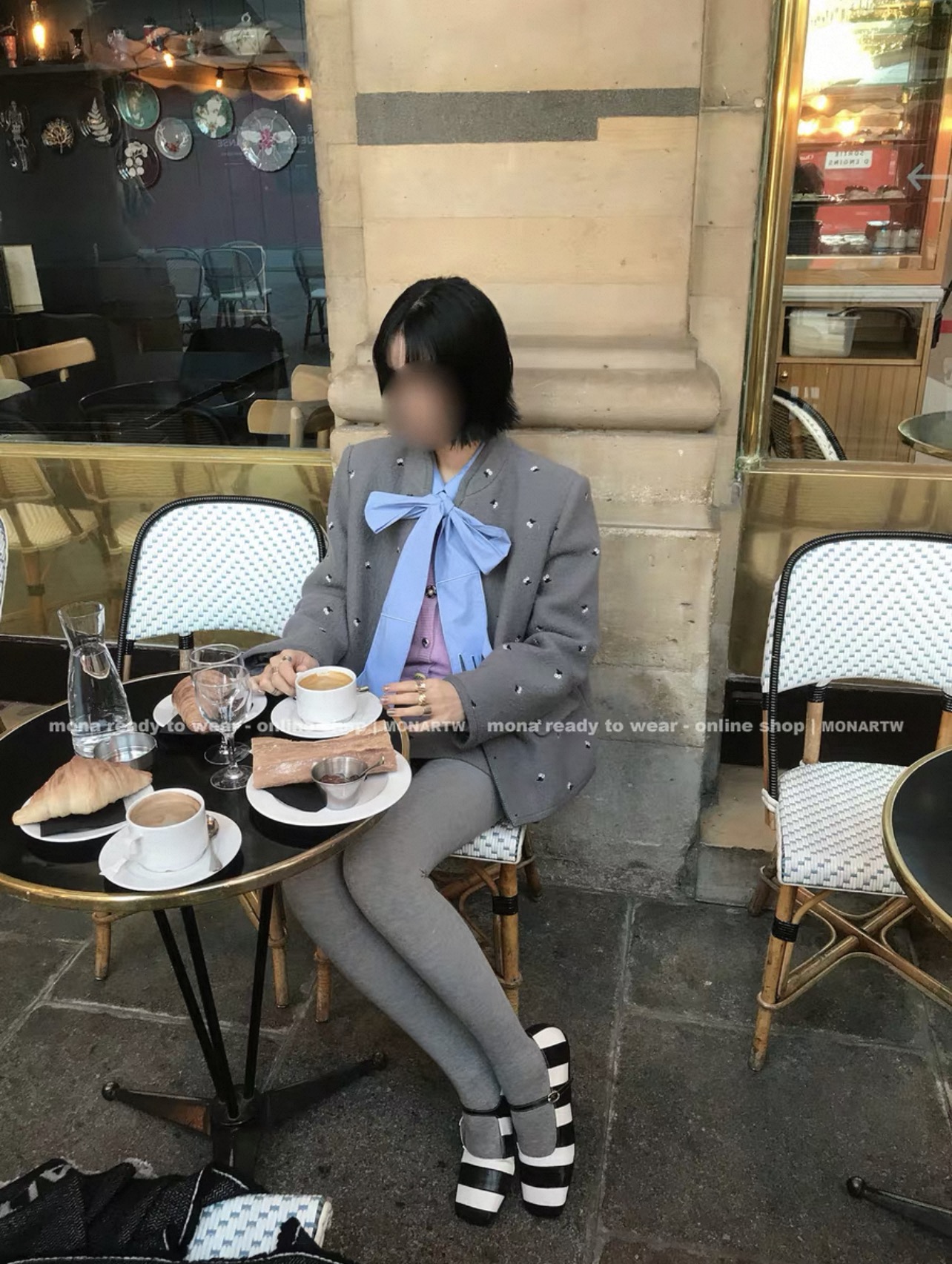 MONA 100羊毛 高级感刺绣外套 中腰半裙套装女小个子 秋冬季新款
