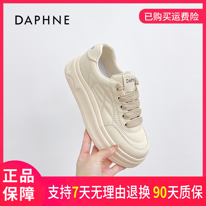 达芙妮女士春季潮流户外百搭复古轻便系带圆头厚底时尚运动休闲鞋
