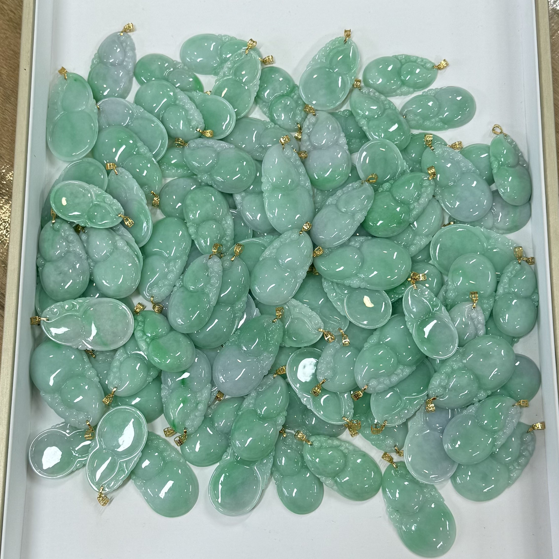 G319天然翡翠A货18K金镶葫芦吊坠（多样性发其一）