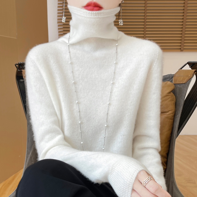 2025新款一线成衣100纯羊毛高领秋冬修身打底套头毛衣女女款