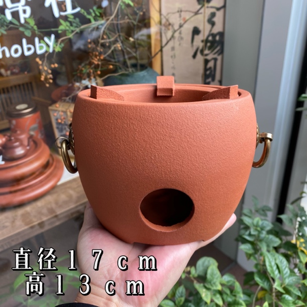 鼓形碳炉潮州防爆防裂红泥手工煮茶炉原矿红泥烧水煮茶茶具家用