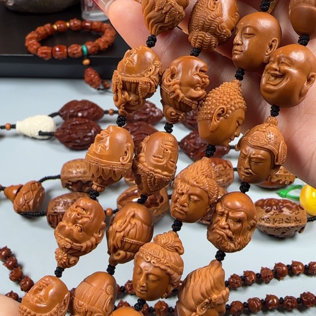 橄榄核手串/手链尺寸1.3水晶核36佛头脖挂