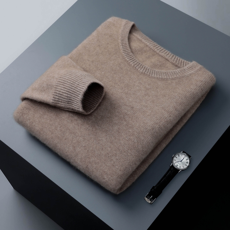  圆领小山羊绒Baby100%山羊绒加厚打底秋冬男士休闲针织毛衣