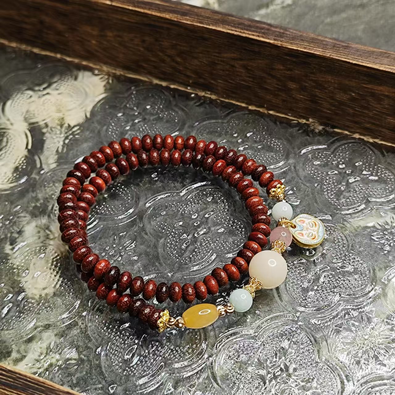 小叶紫檀多宝双圈手串