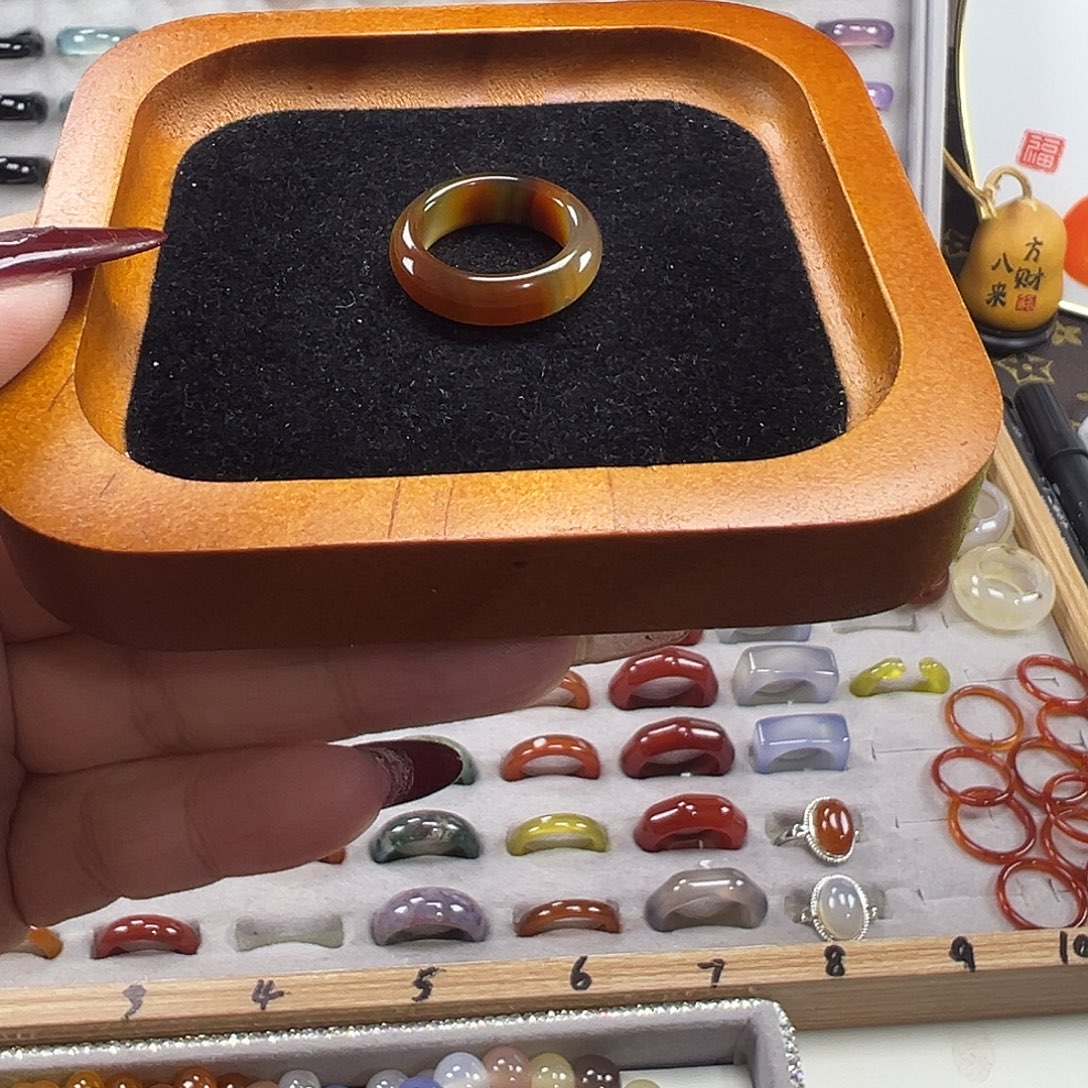 玛瑙/玉髓未镶嵌戒指B2不退换17港15