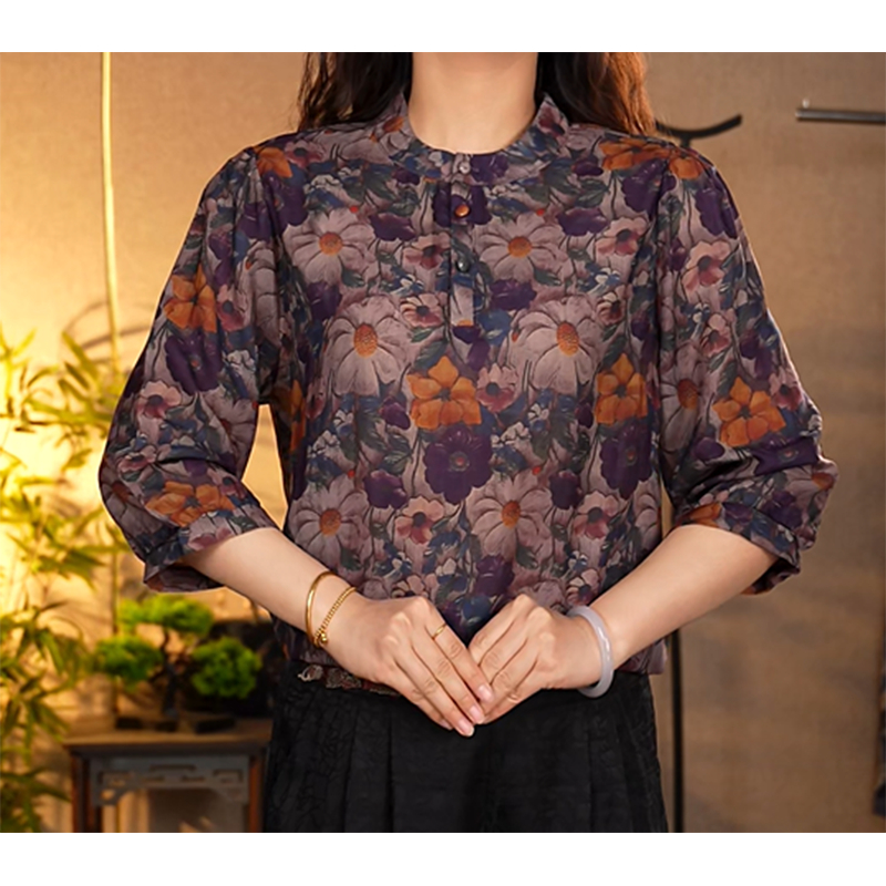 【A148紫雏菊】2025年新款妈妈装小衫气质百搭