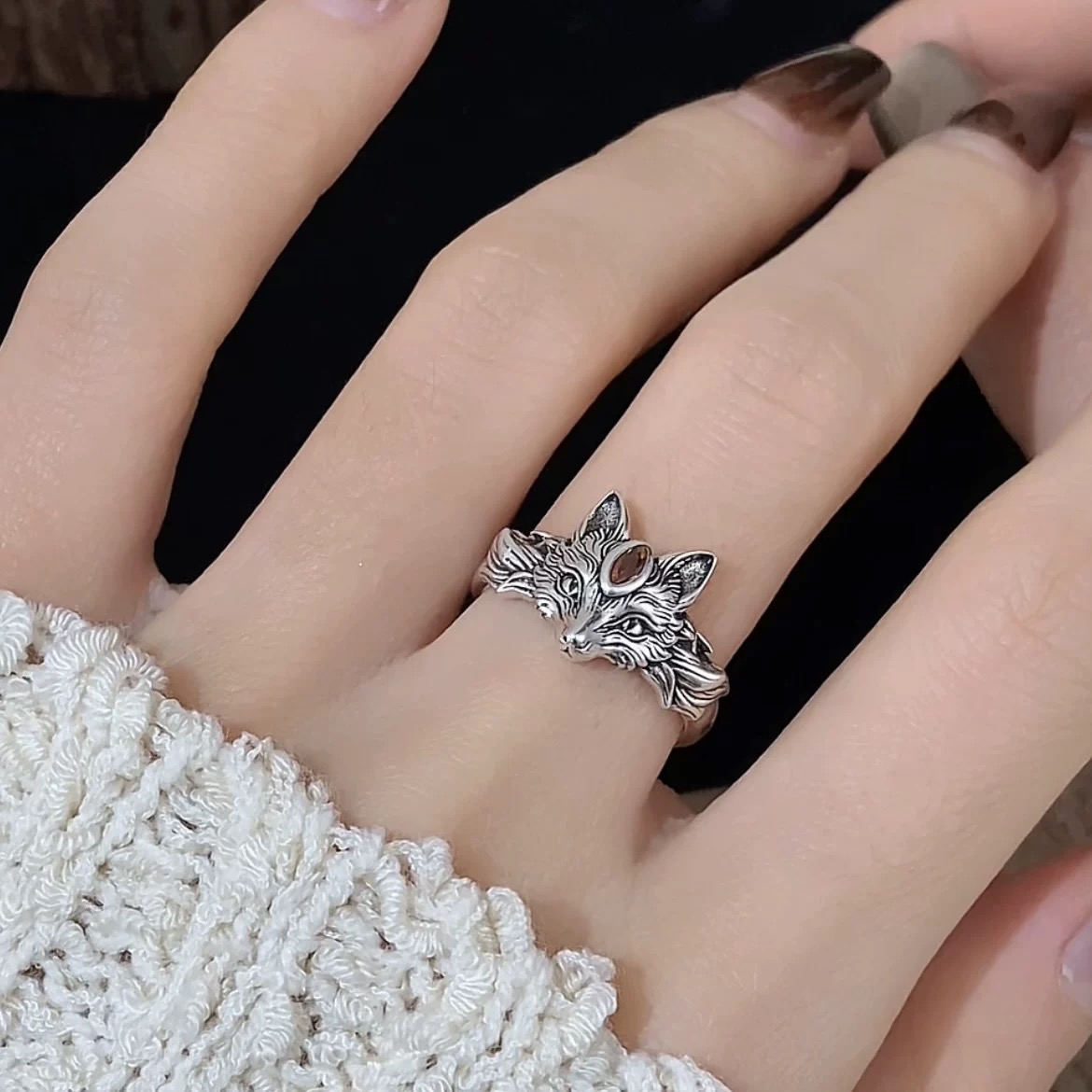 合金戒指 礼盒装【九尾】灵狐国风民族开口指环时尚气质商品图