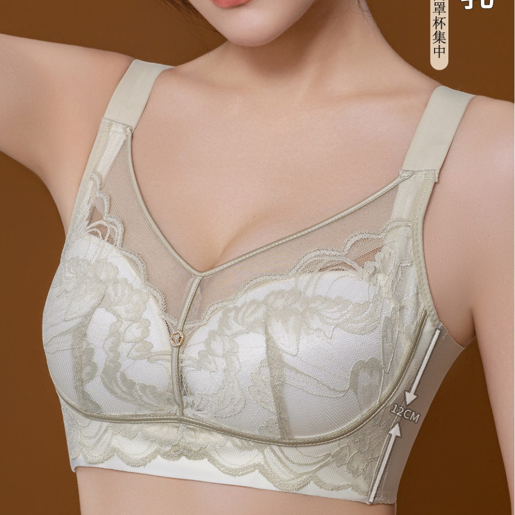大胸显瘦！调整型聚拢内衣女显小文胸防下垂收副乳薄款蕾丝文胸