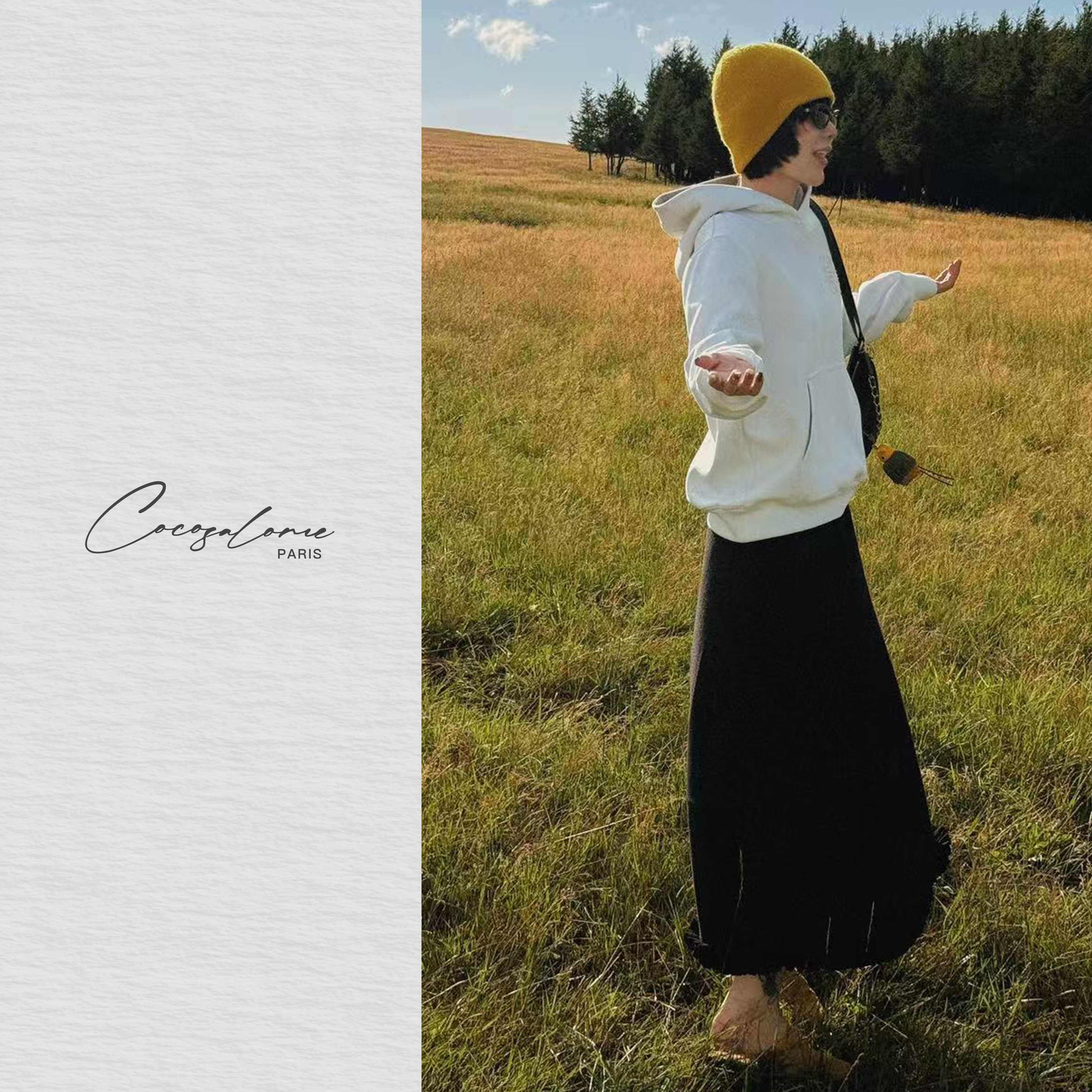  韩彬彬"花瓣裙"三醋酸+山羊绒柔软垂坠挺括秋日温柔半身裙2440-7