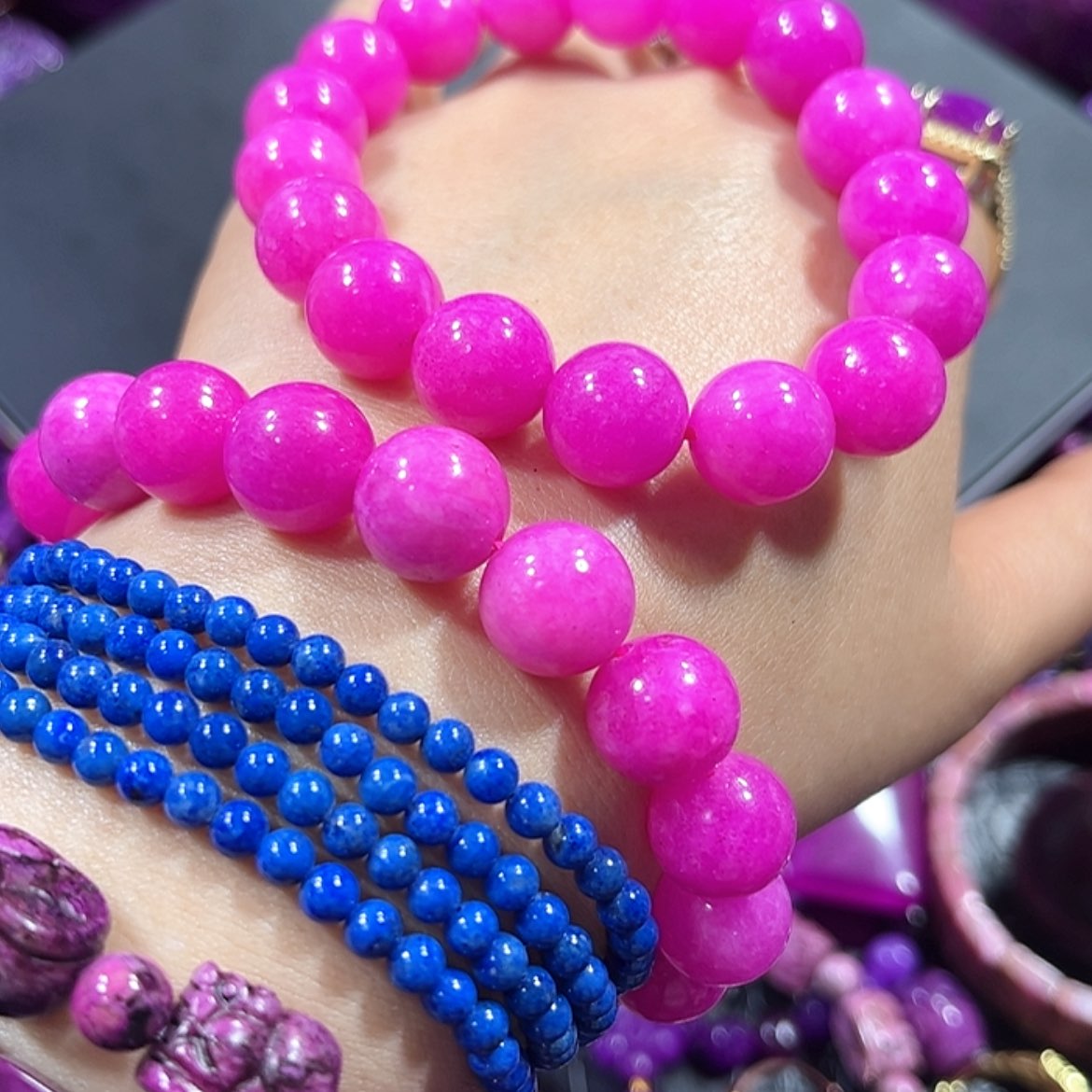 【闪购商品】玻璃颈饰舒具石老油料76