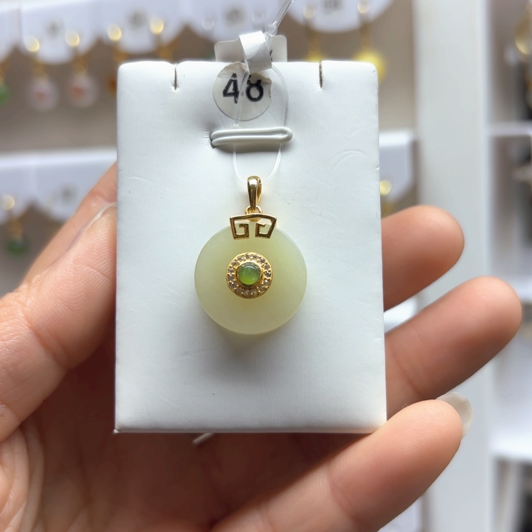 和田玉吊坠(不含链)银S925镶嵌