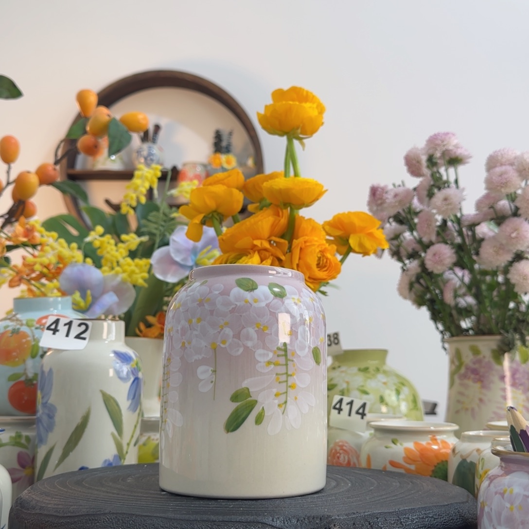 摆件景德镇手作陶瓷花瓶摆件无孔