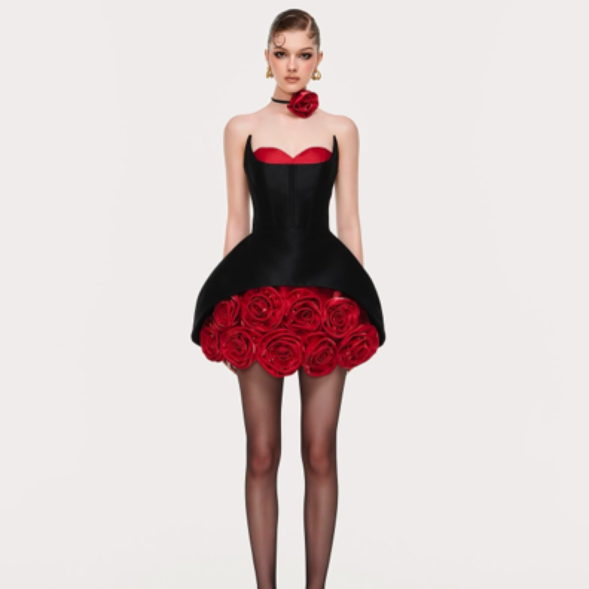 【Kaylee严选】moulinrose新款玫瑰花高级感抹胸连衣裙Karen