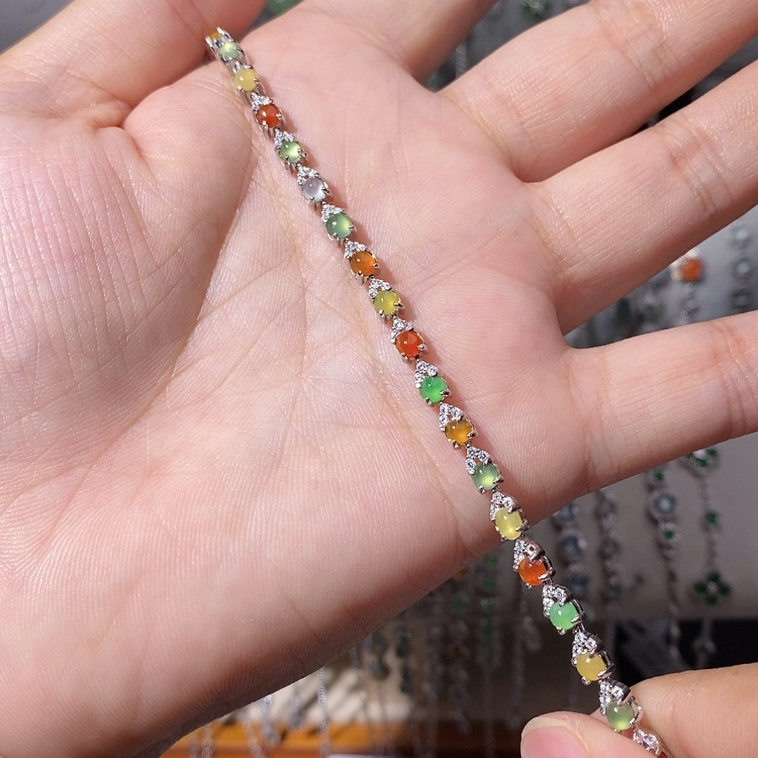 翡翠银S925镶嵌手链