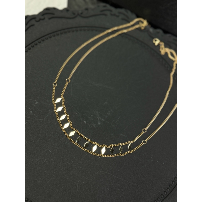 钛钢项链 LARVINA金色两层小众流苏项链