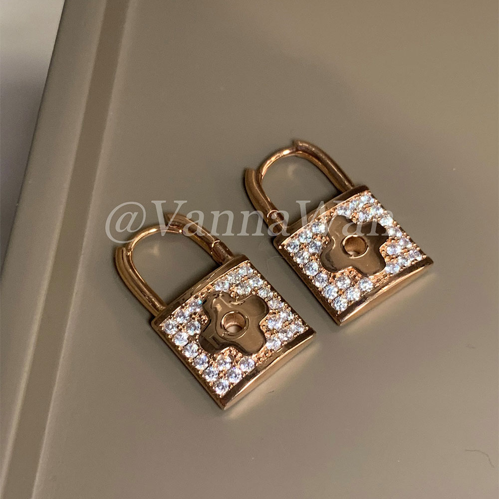 铜合金耳饰 老fa~复古立体锁头耳钉