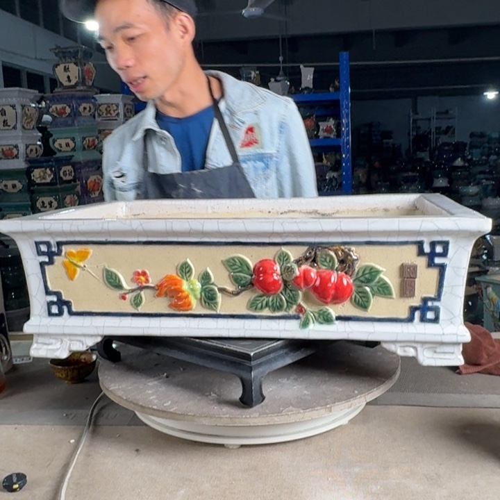 一风堂石湾花盆 内52*34*13脚瑕疵盆口外扩