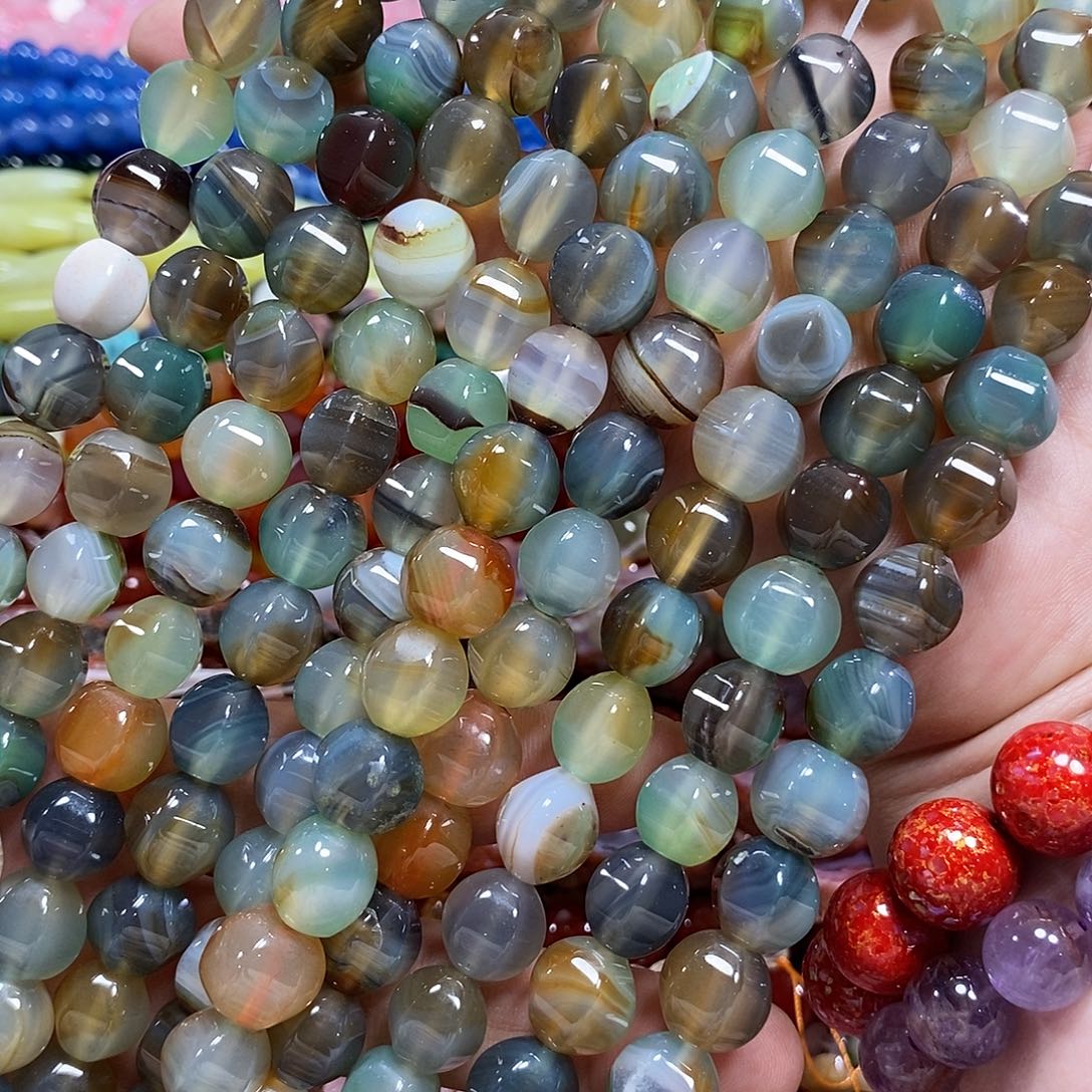 玛瑙/玉髓未镶嵌珠宝半成品孔雀玛瑙灯笼一条卡12mm