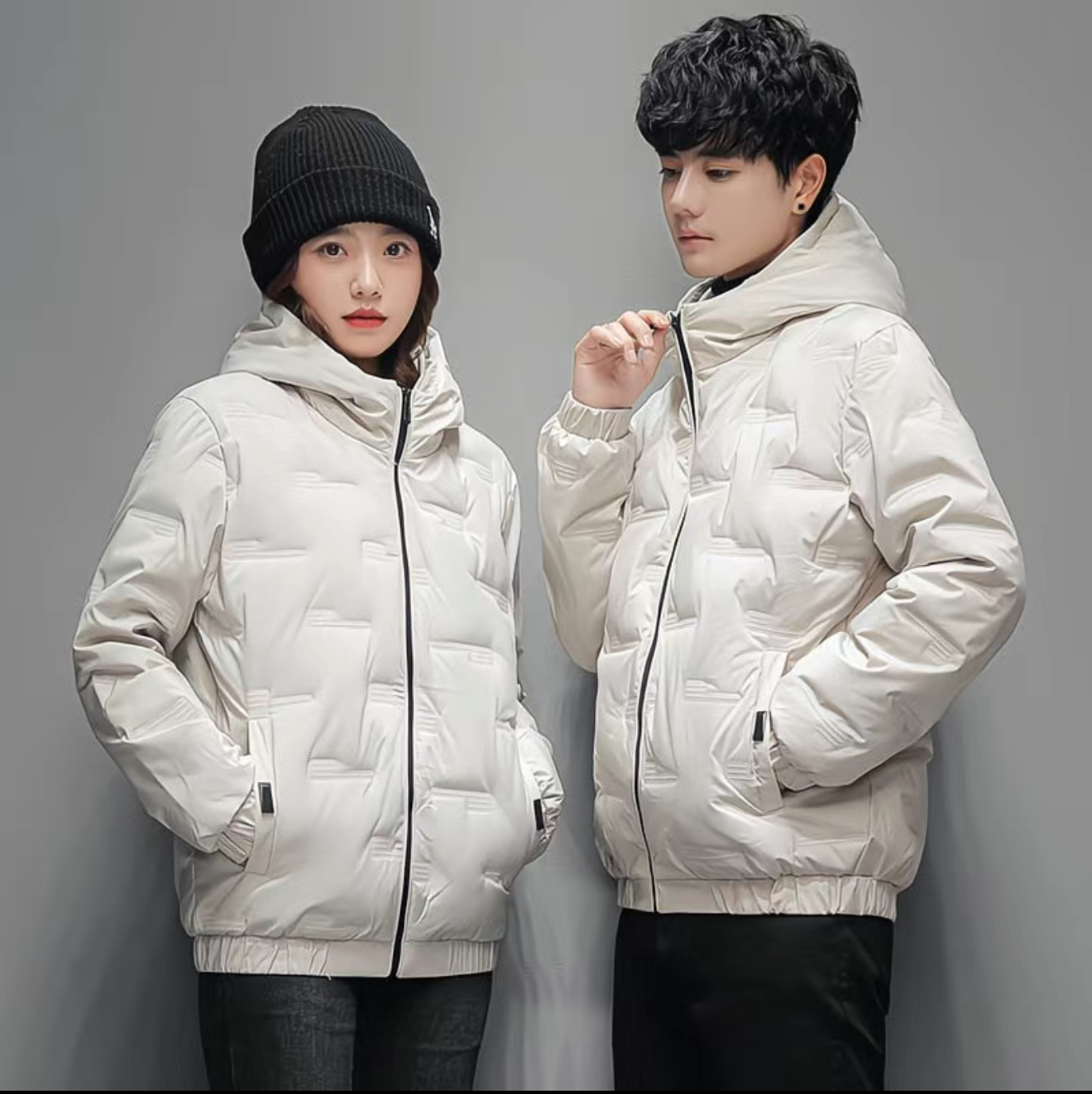 短款连帽羽绒棉服男女韩版时尚轻薄休闲防寒外套DP017