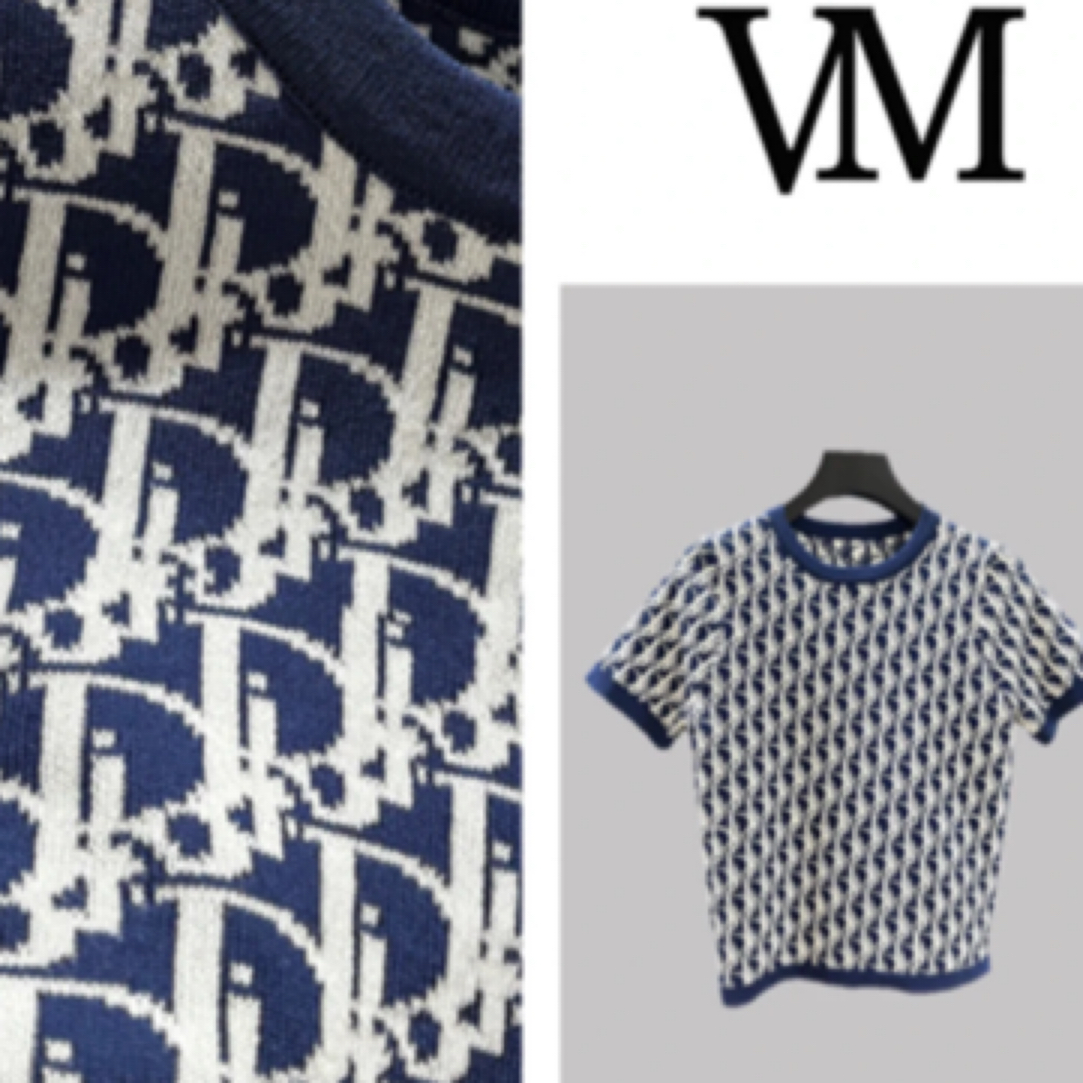 (龙女家)D家字母女提花毛针织衫宽松短袖