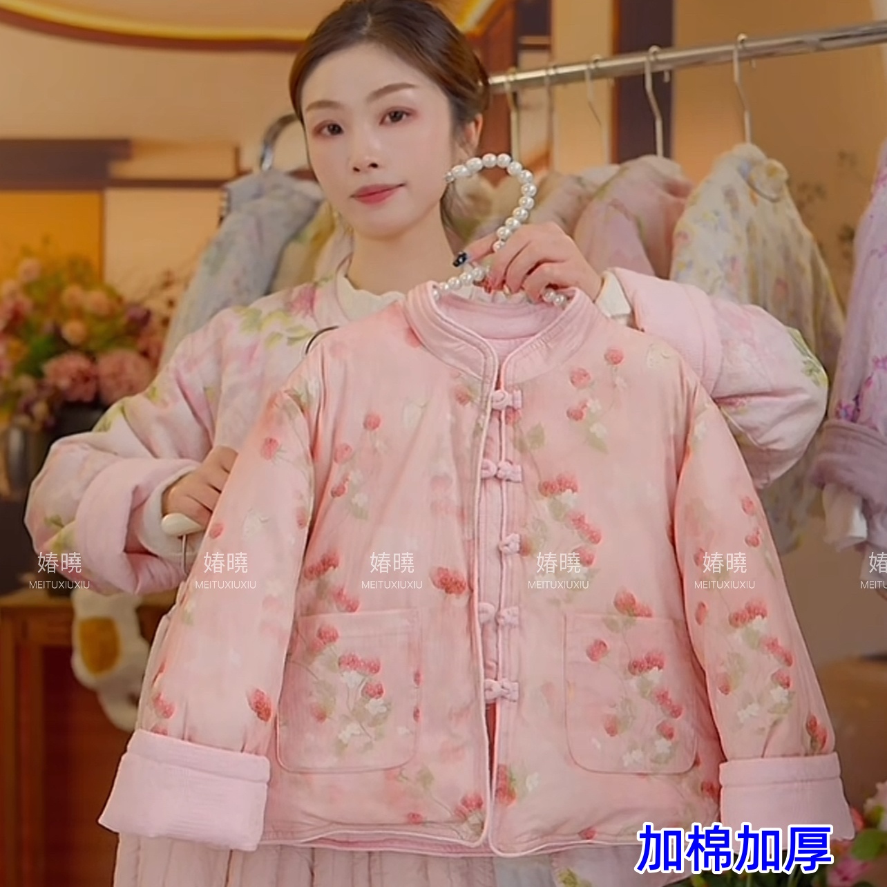 【X】加棉加厚棉服2025女童新款中国风圆领双面穿棉衣棉服中大童