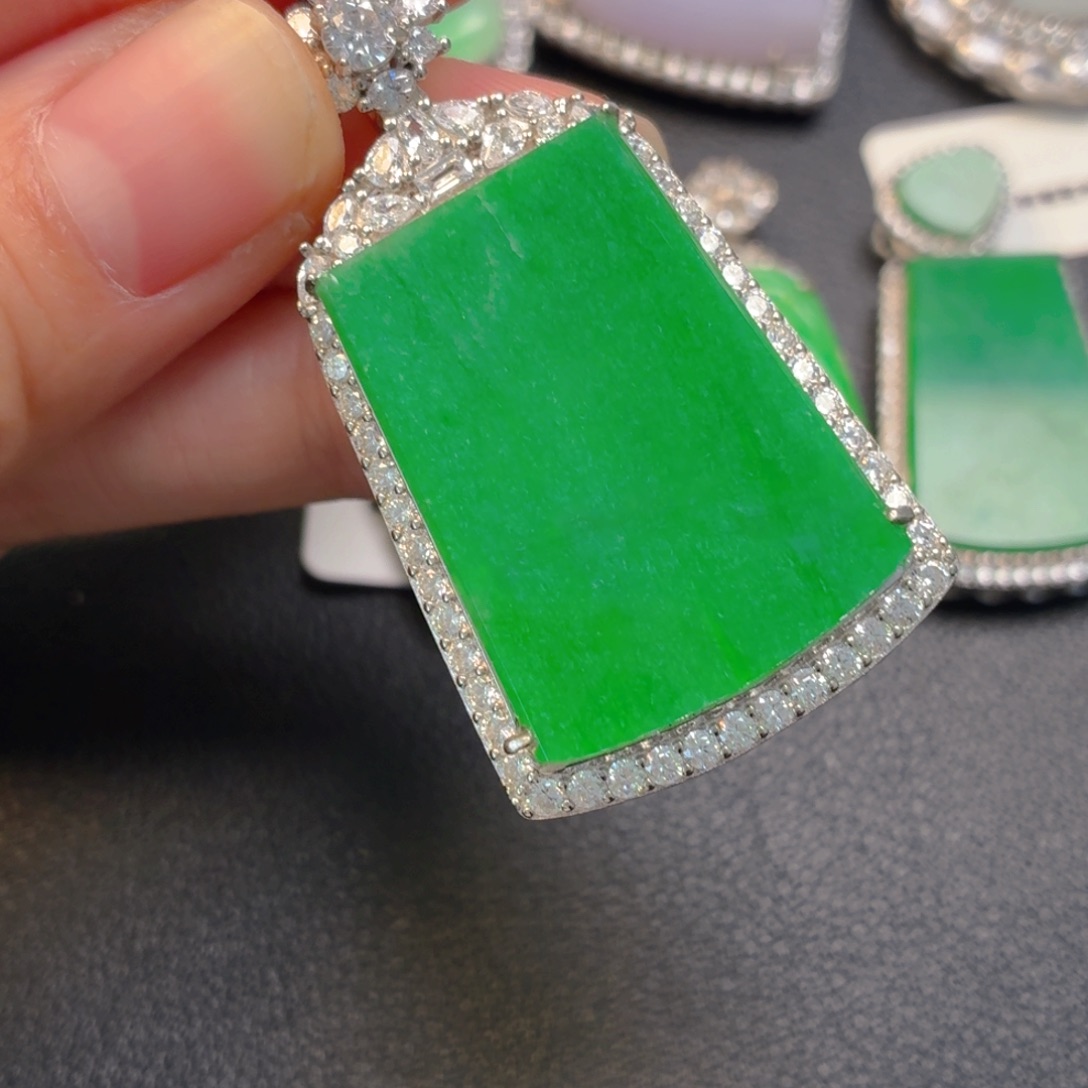 翡翠银S925镶嵌吊坠(不含链)