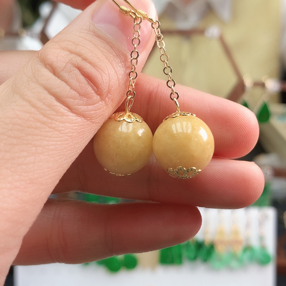 翡翠耳饰银S925镶嵌耳饰