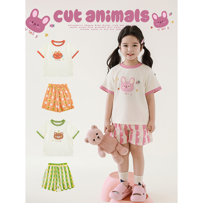 幼悠【海滨游玩】夏贰波洋气宝宝女童纯棉薄款卡通夏季短裤潮 X4908