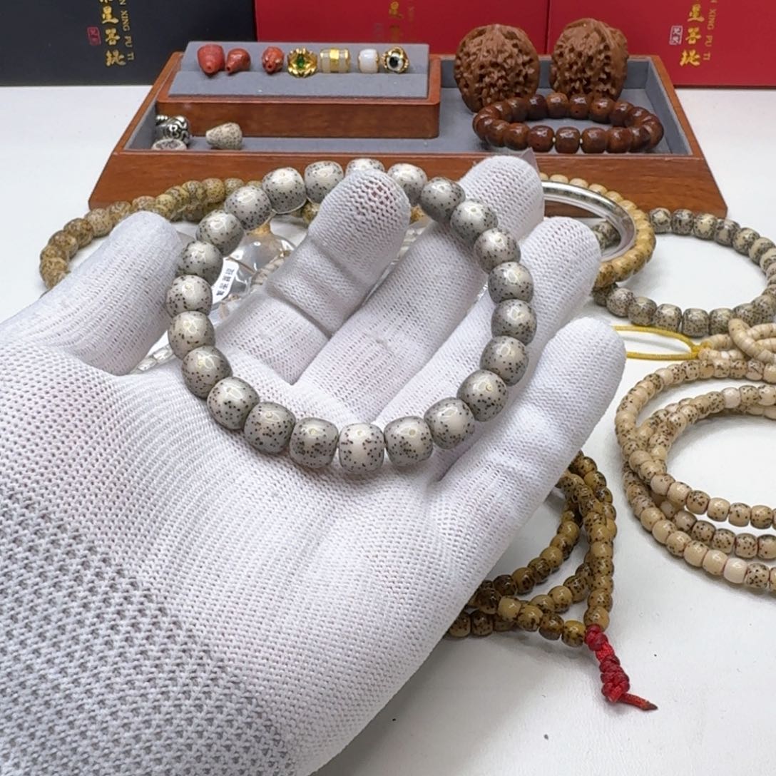 星月菩提手串25创世糯冰月留白针尖星10左右桶单圈