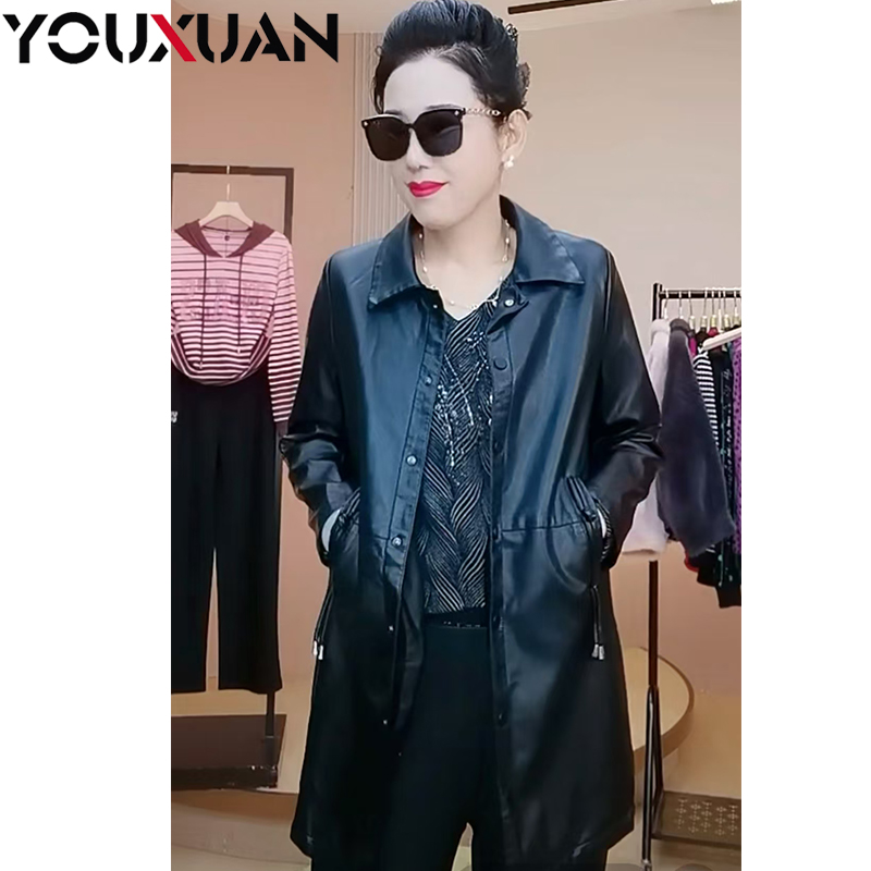 【超爆高品质】2024秋冬新品原创设计师高级定制翻领炭黑皮衣8820-1