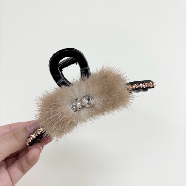 L385夕洛毛毛13cm抓夹气质甜美轻奢简约小众定位法式百搭