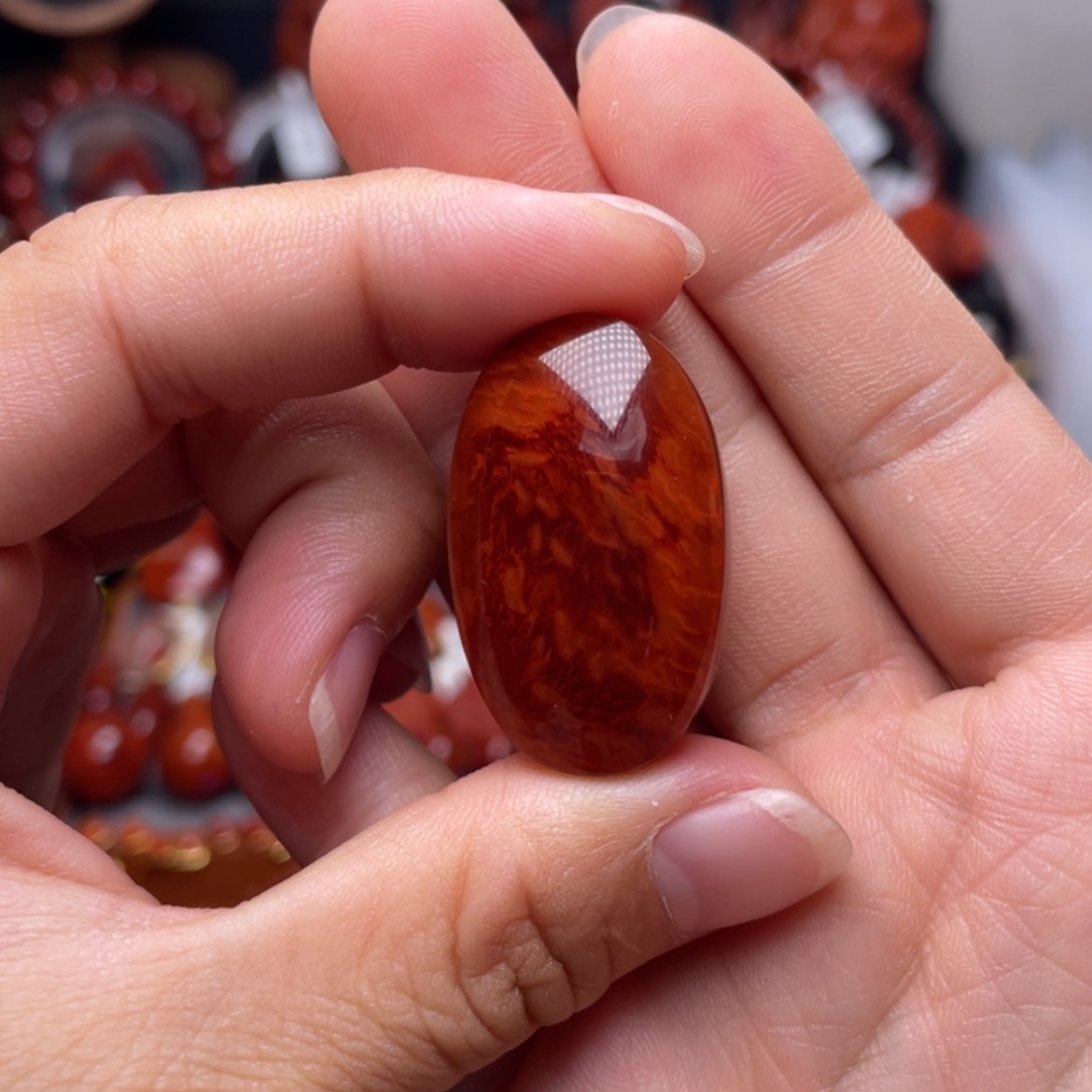 【闪购商品】未镶嵌火焰纹椭圆吊坠南红玛瑙