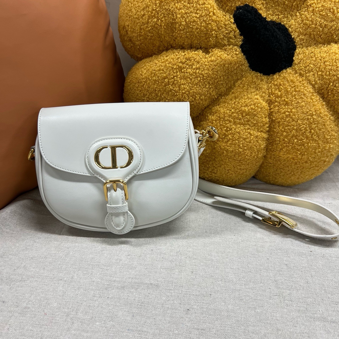 95新 DIOR/迪奥 Bobby系列 波比 白金 光面牛皮 小号 编码20