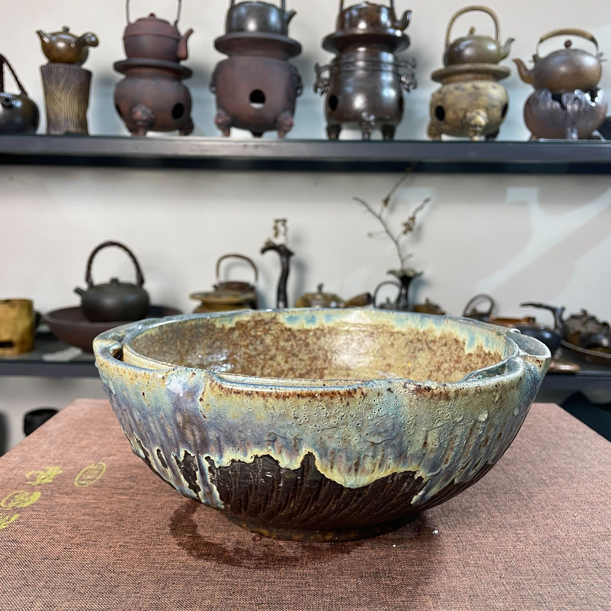 设计款粗陶双边茶盆