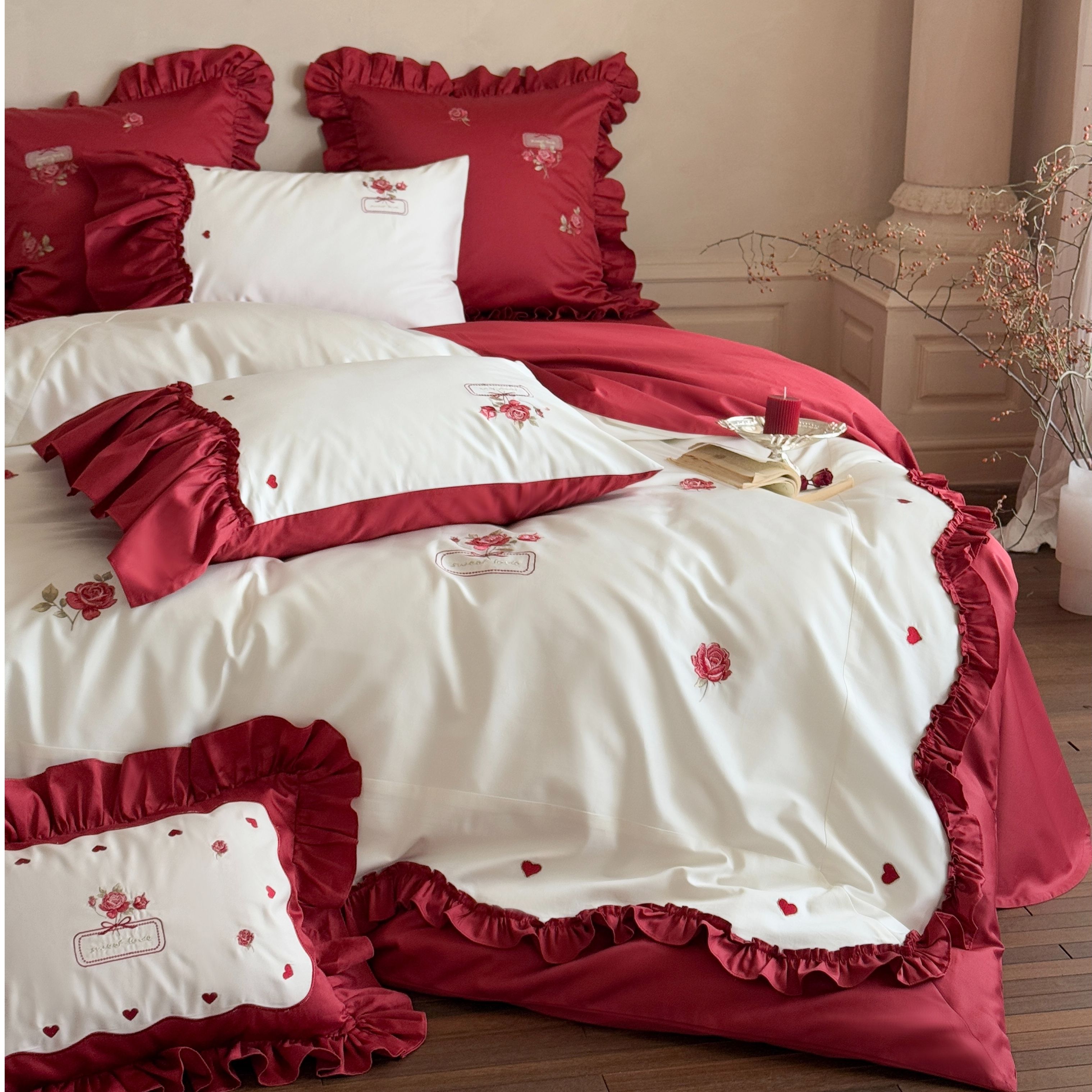 孙大漂亮全棉婚庆系列四件套 小美满  富贵满庭  恋曲101 lcjj