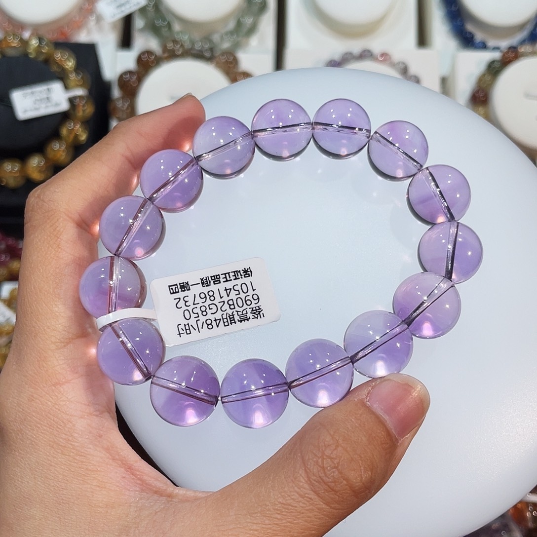 傲***靥手链未镶嵌水晶毕业款玻利维亚紫水晶13.9mm