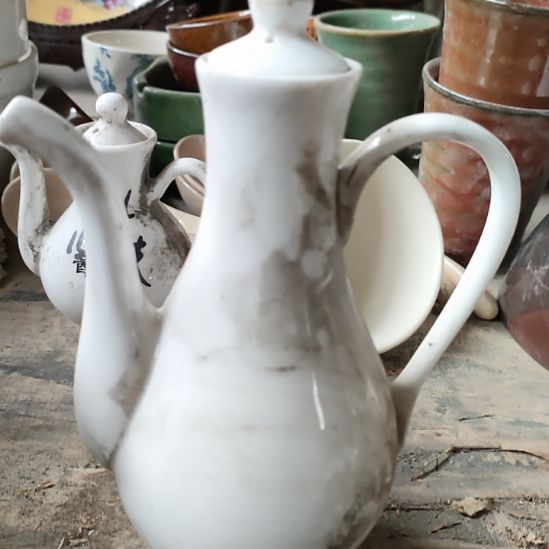 陶瓷六厂纯白骨瓷酒壶